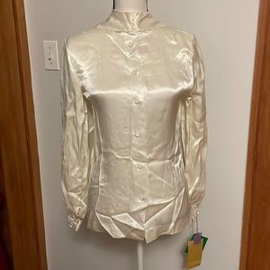 NWT Vintage Gregory Cream Button-Down Shirt and Scarf - Size 8